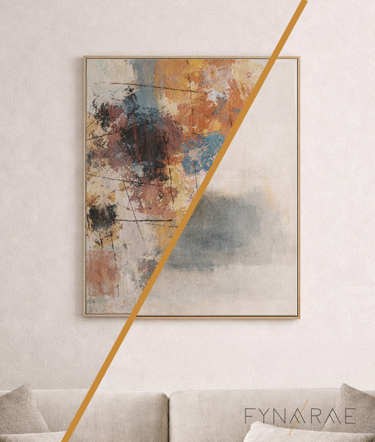 For a room to feel calm and to provide the eye a place to rest, consider Visual Silence in art and room placement. This is a split screen display showing the difference.